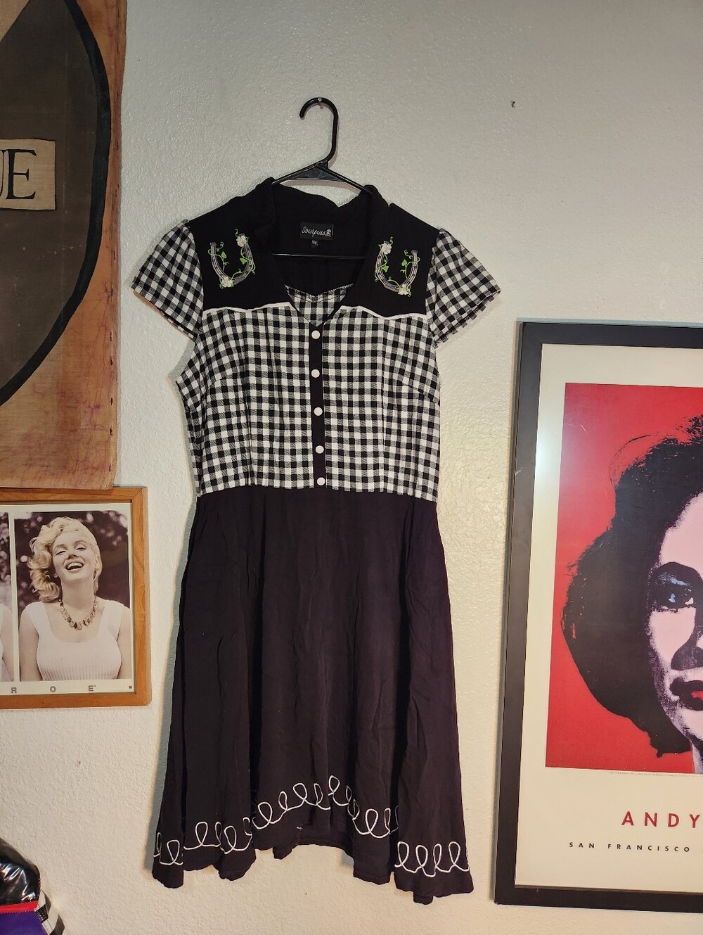 Desigual Black & White Sourpuss Embroidered Women’s Dress